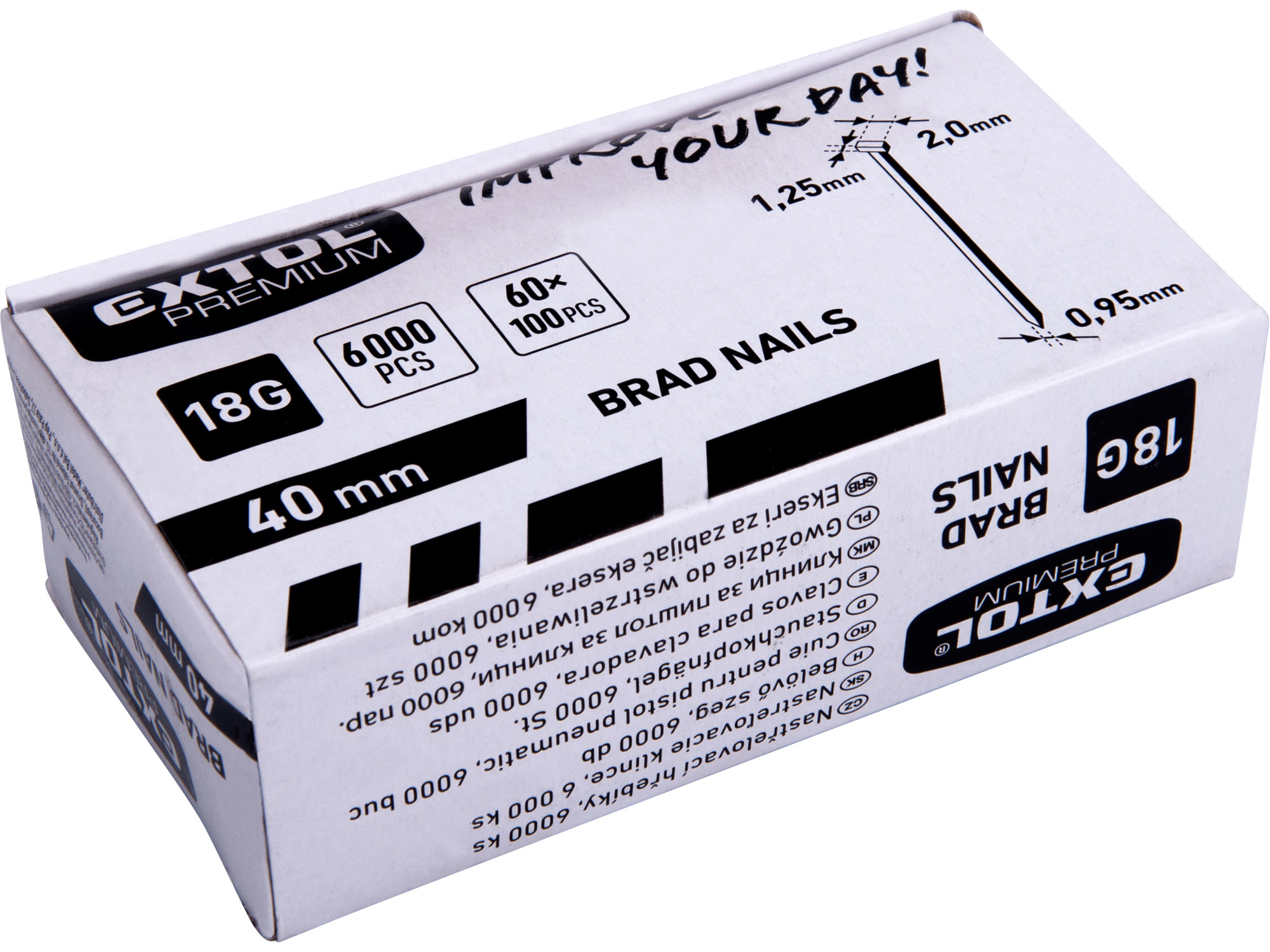 POŠK. OBAL hřebík nastřelovací, 6000ks, 40mm, 18G, typ F, hlava 2mm, 1,25x0,95mm