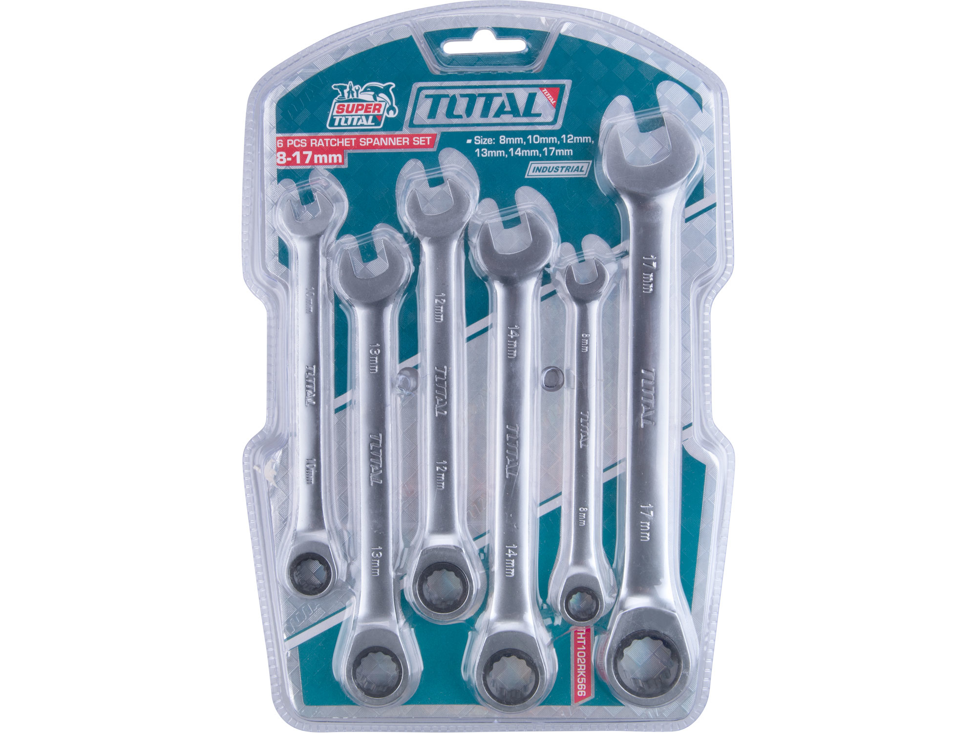 POŠK. OBAL Klíče ráčnové očkoploché, sada 6ks, 8-17mm, industrial