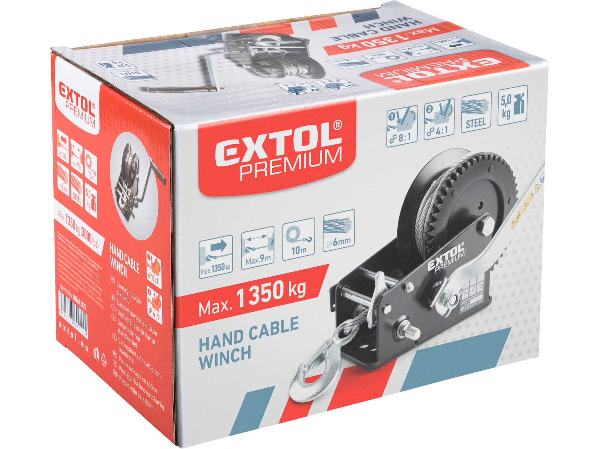 POŠK. OBAL naviják lanový s klikou, do 1350kg/10m lanko