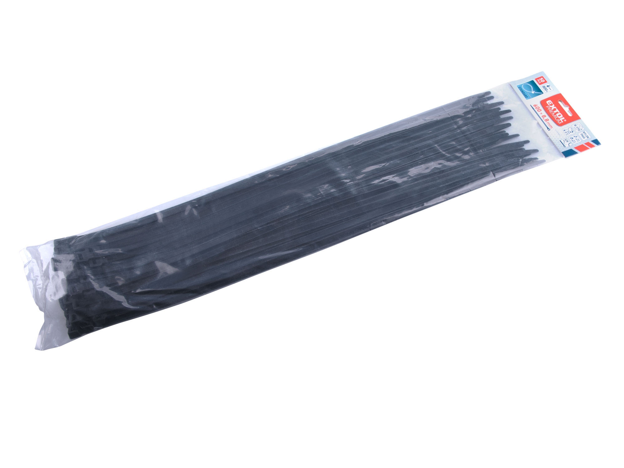 POŠK. OBAL pásky stahovací na kabely černé, 600x8,8mm, 50ks, nylon PA66
