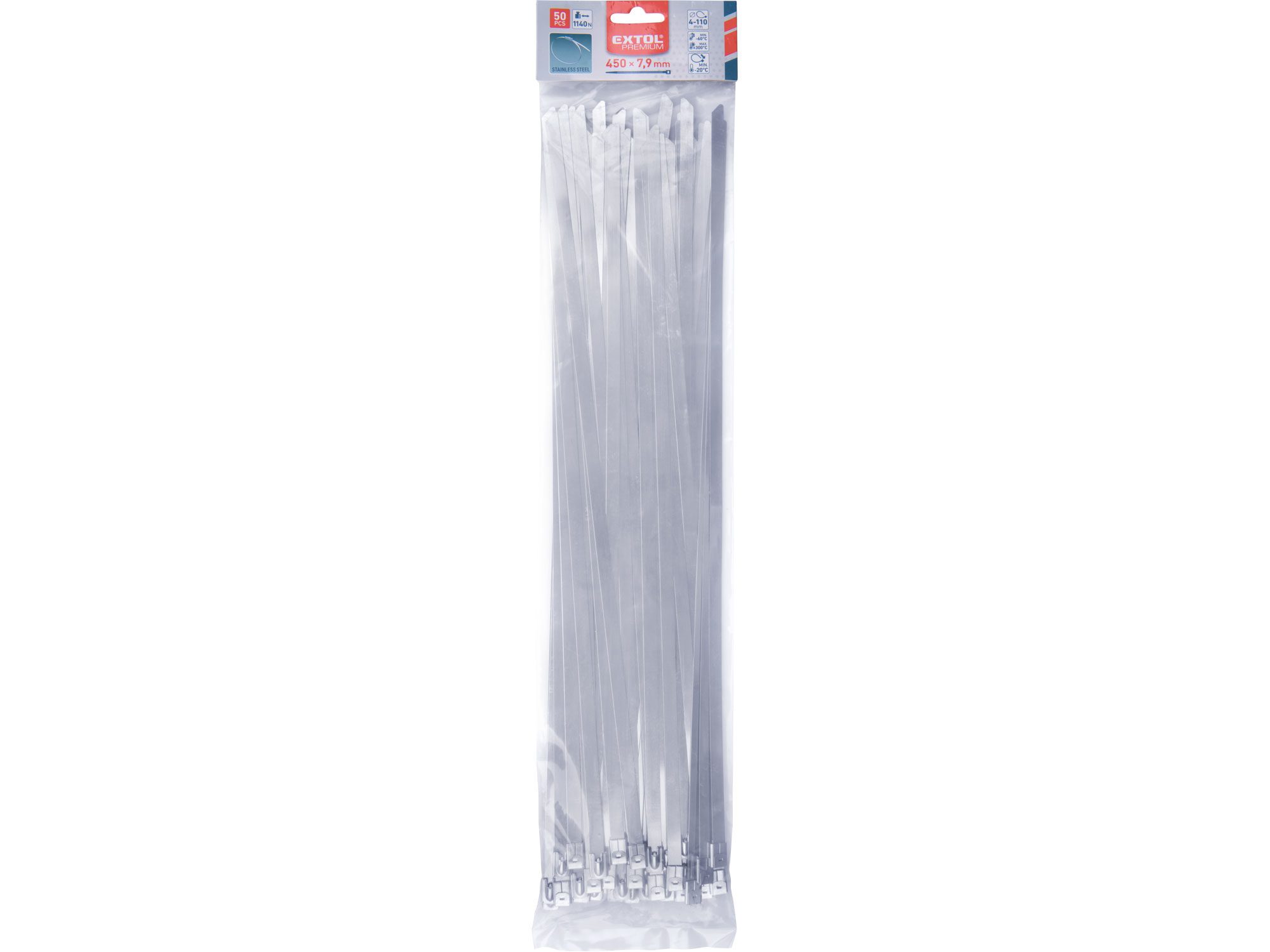 POŠK. OBAL pásky stahovací NEREZ, 450x7,9mm, 50ks