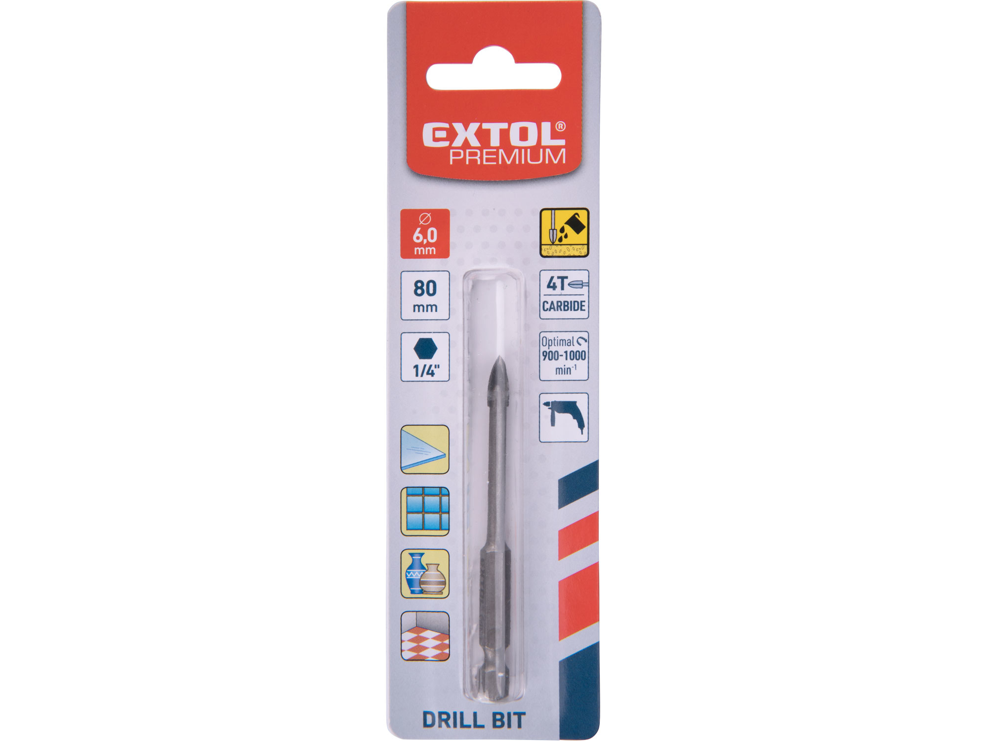 POŠK. OBAL vrták na sklo a keramiku karbidový, O 6mm