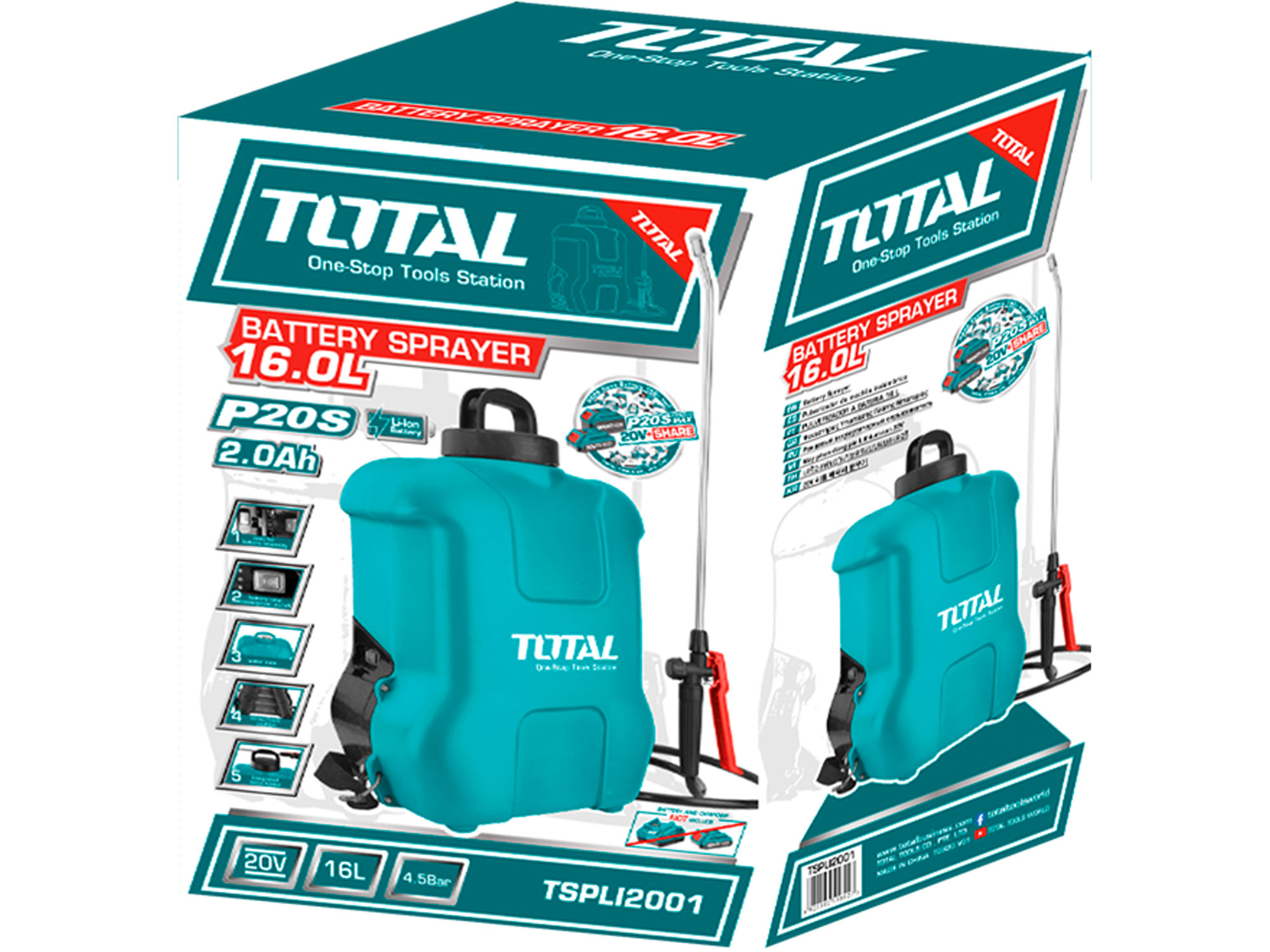 Postřikovač zahradní AKU, 20V Li-ion, 2000mAh, bez baterie a nabíječky