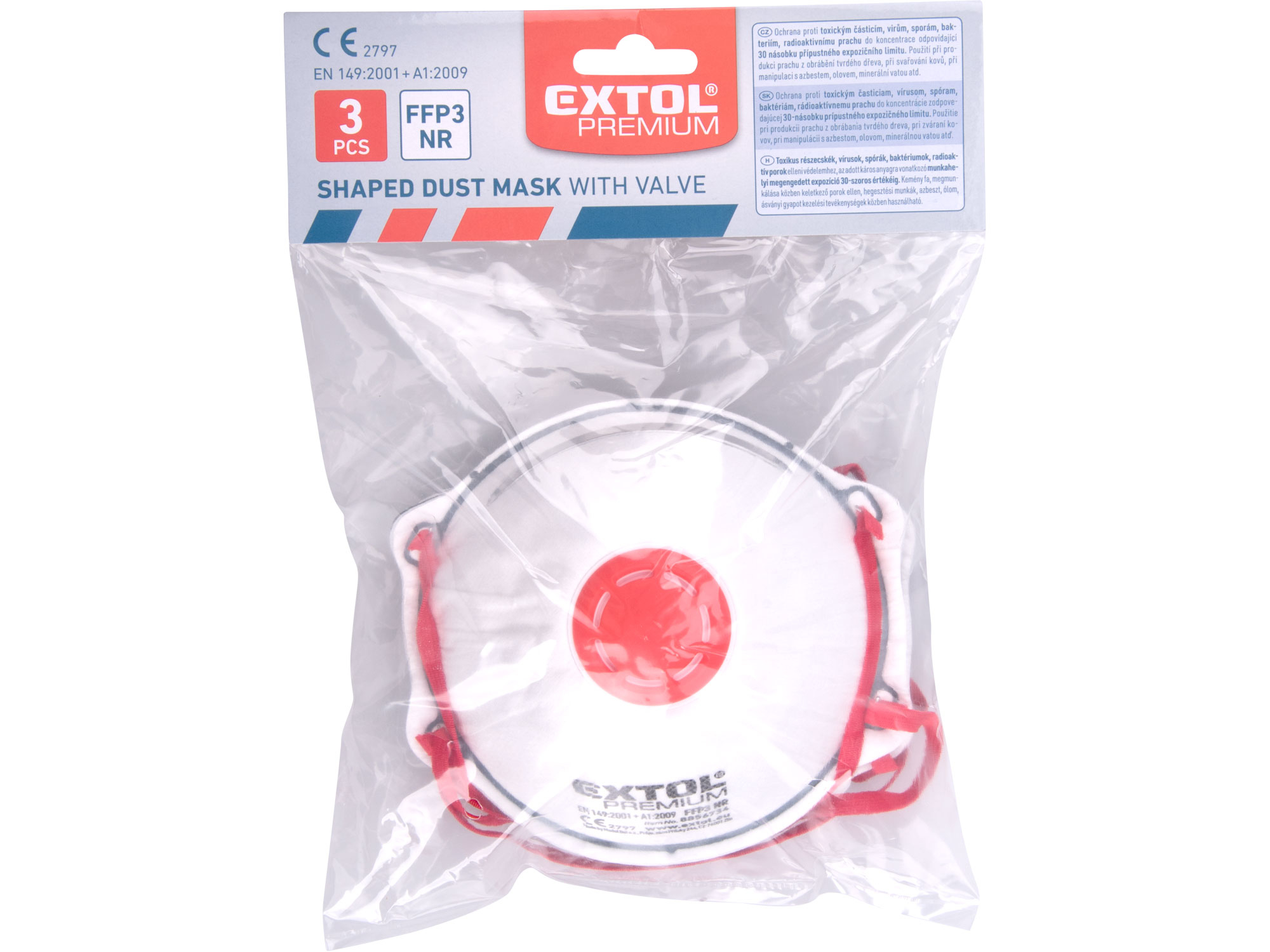 respirátory sada 3ks s výdechovým ventilem, třída FFP3 NR, tvarované