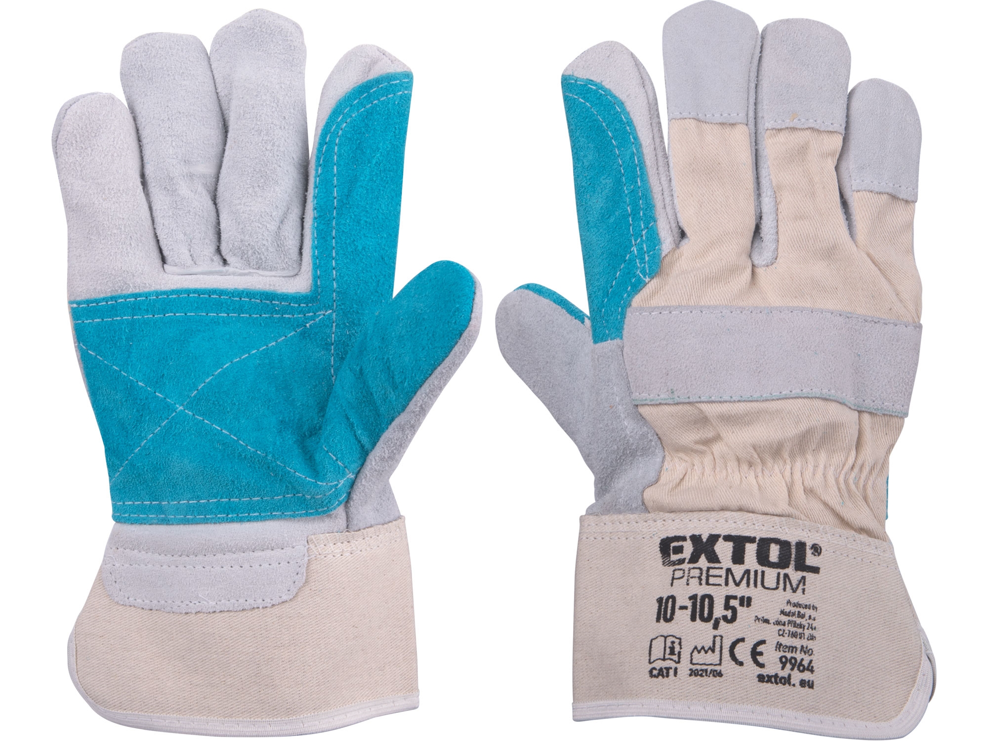 rukavice kožené silné s podšívkou v dlani, velikost 10"-10,5" - EXTOL PREMIUM