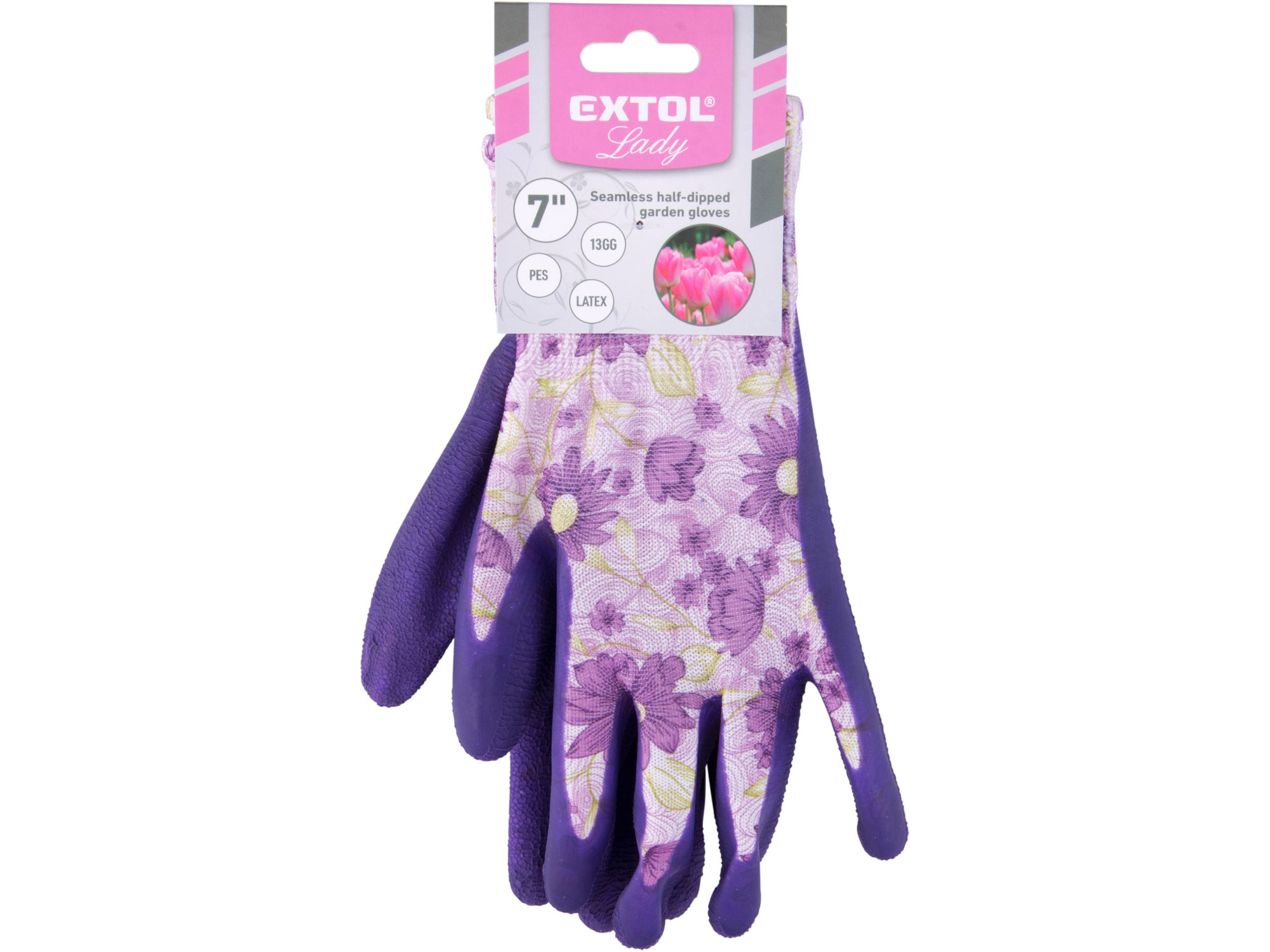 rukavice polyesterové, bezešvé, polomáčené v latexu, velikost 7', EXTOL LIGHT
