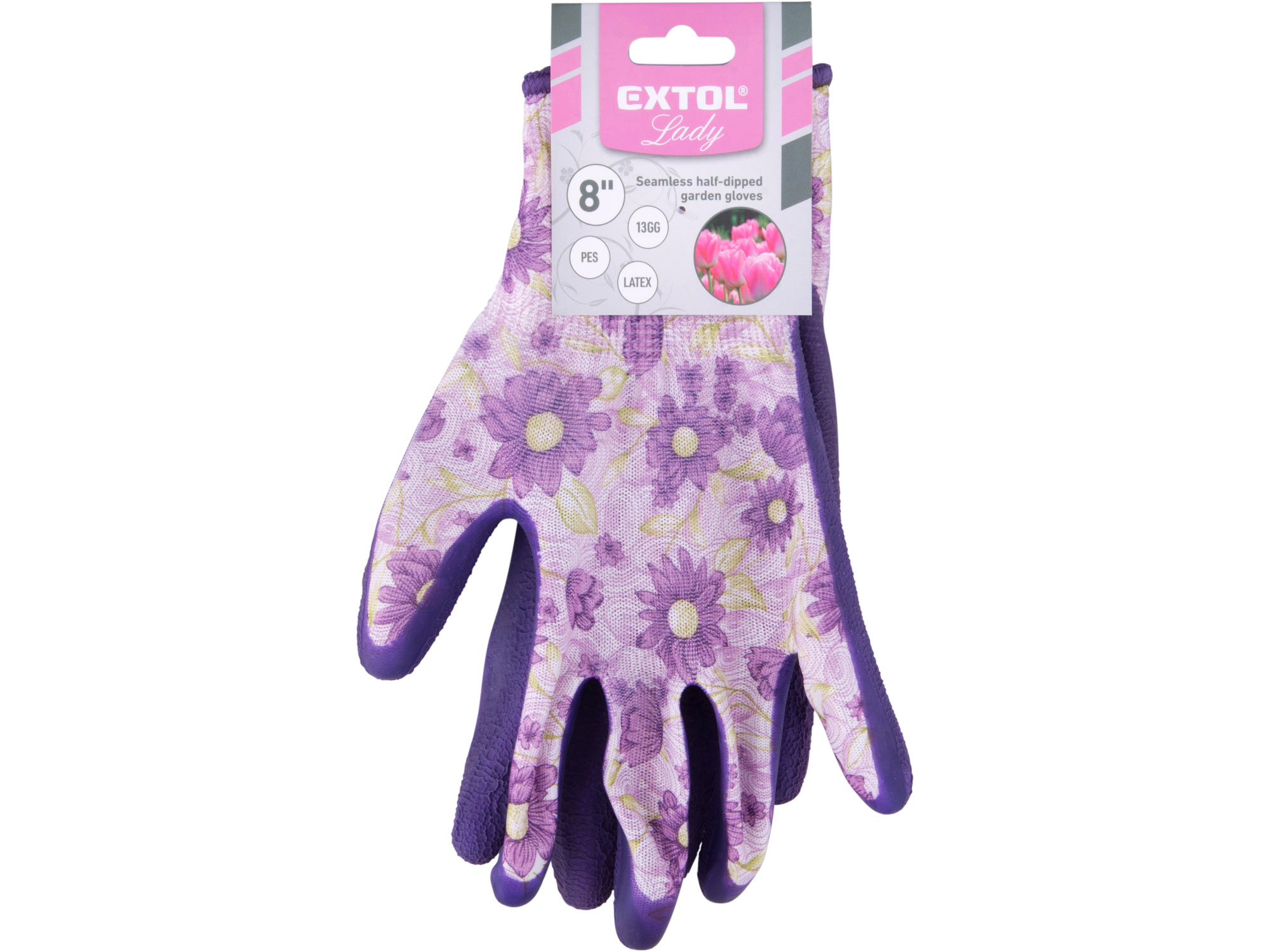 rukavice polyesterové, bezešvé, polomáčené v latexu, velikost 8', EXTOL LIGHT