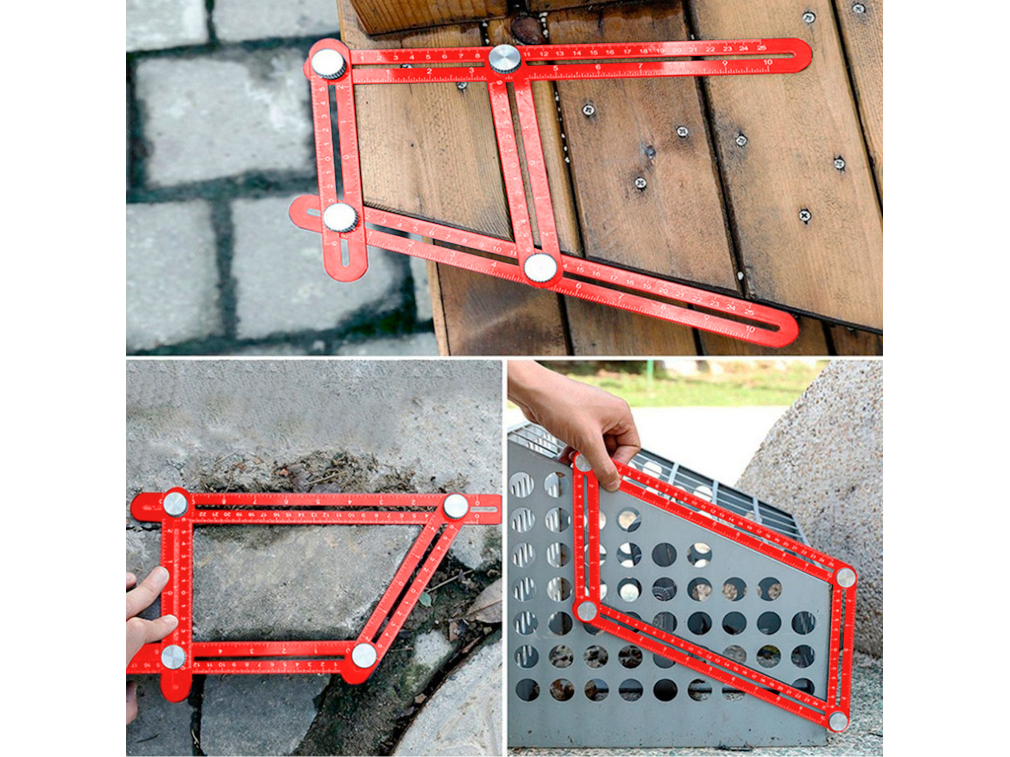 šablona pro přenášení úhlů a pozic kovová s lokátorem, ramena 25x12mm