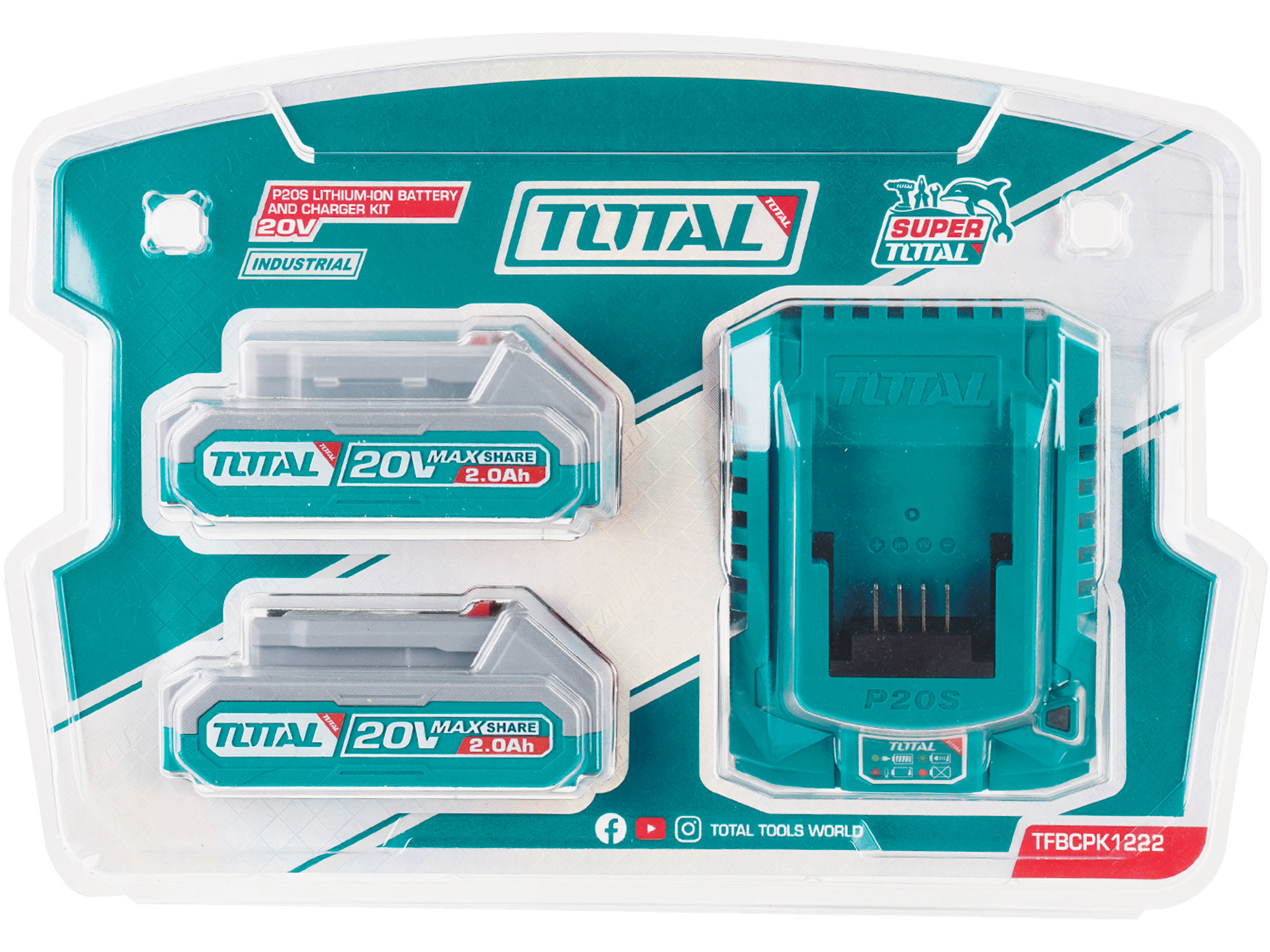 Sada baterie 20V, 2000mAh (2x) a nabíječka, industrial