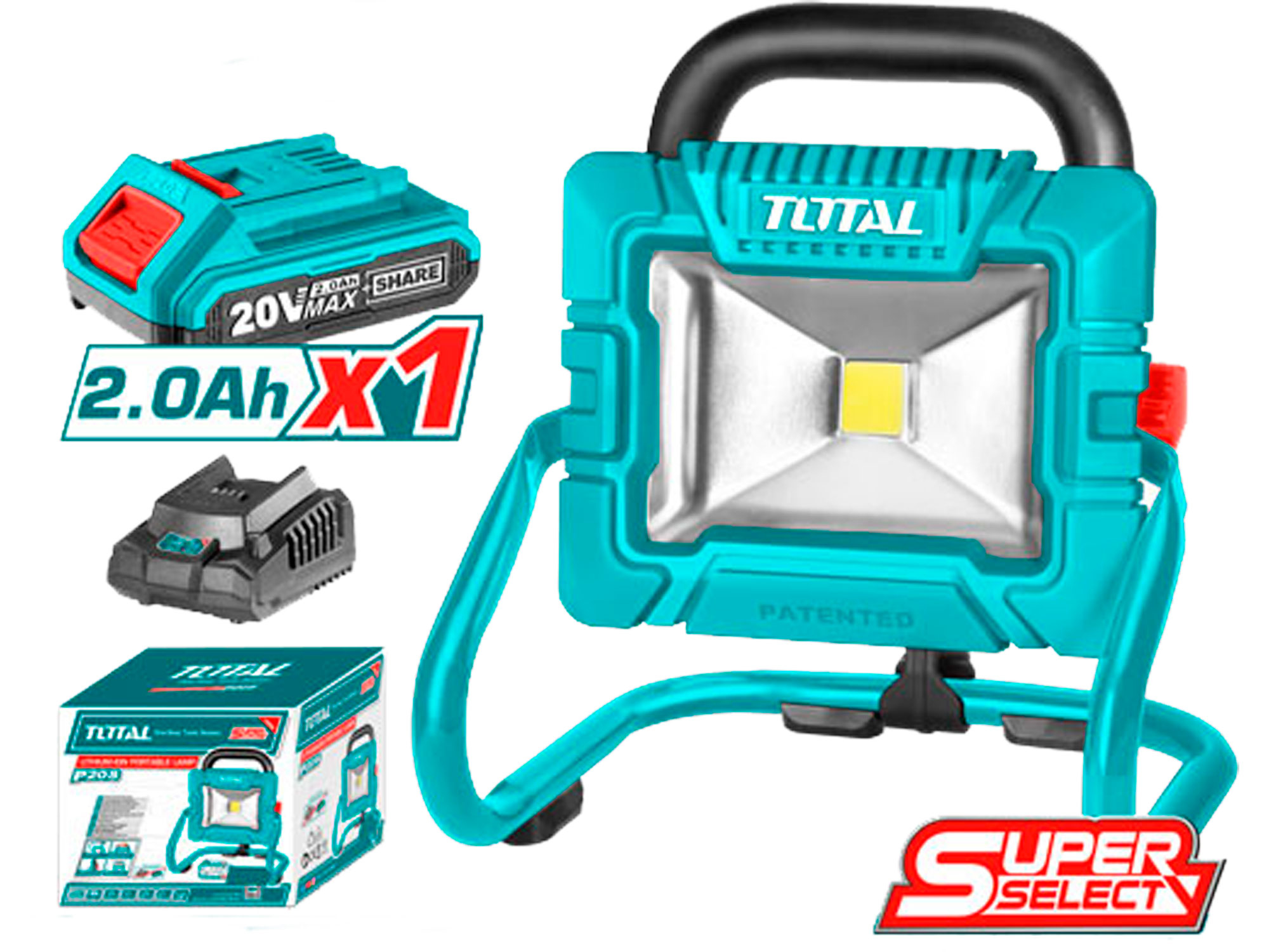 Světlo pracovní přenosné, 1800lm, 20V LI-ION, 1ks baterie, 1ks nabíječky