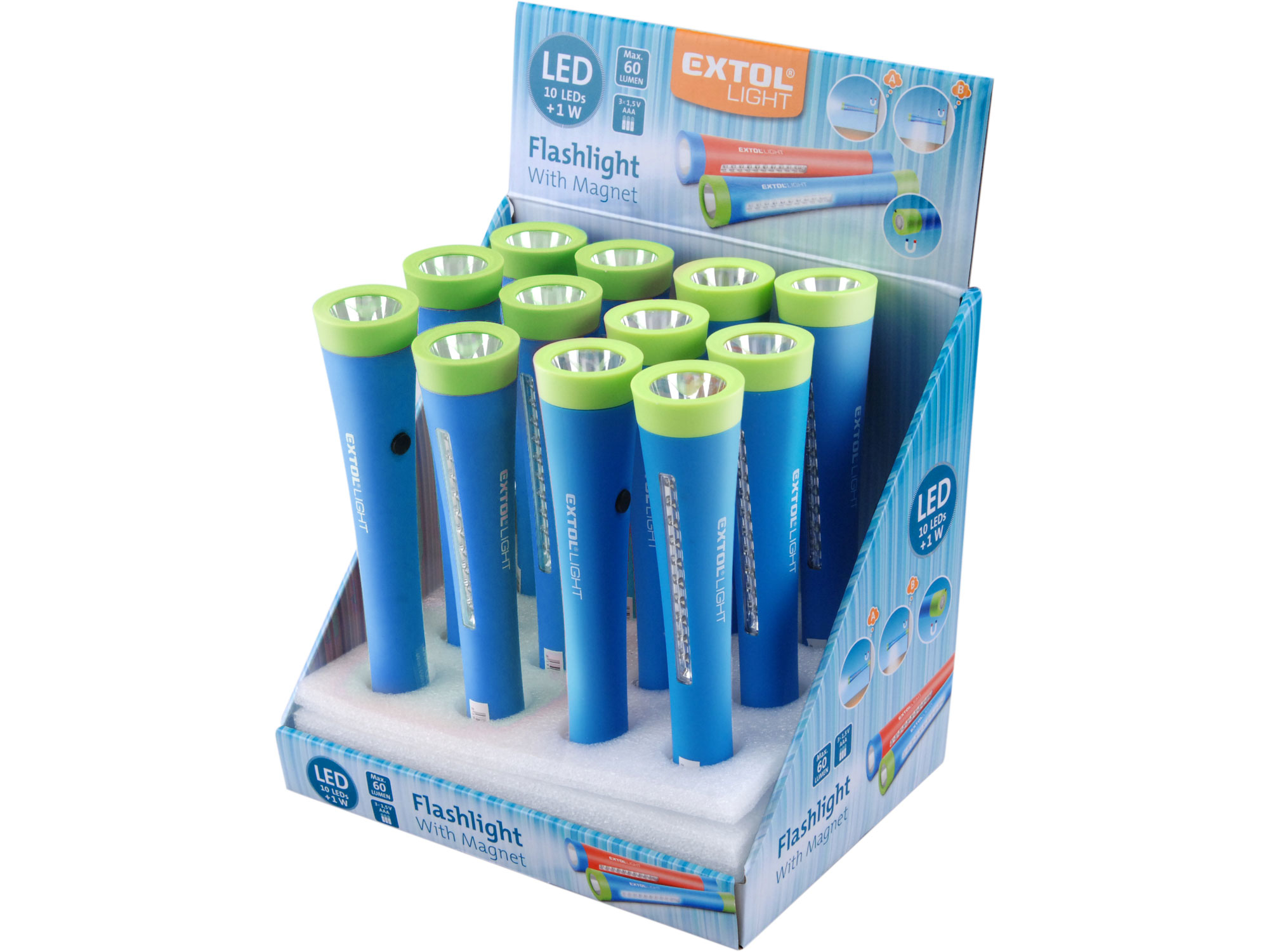 svítilna 1W+10 LED s magnetem