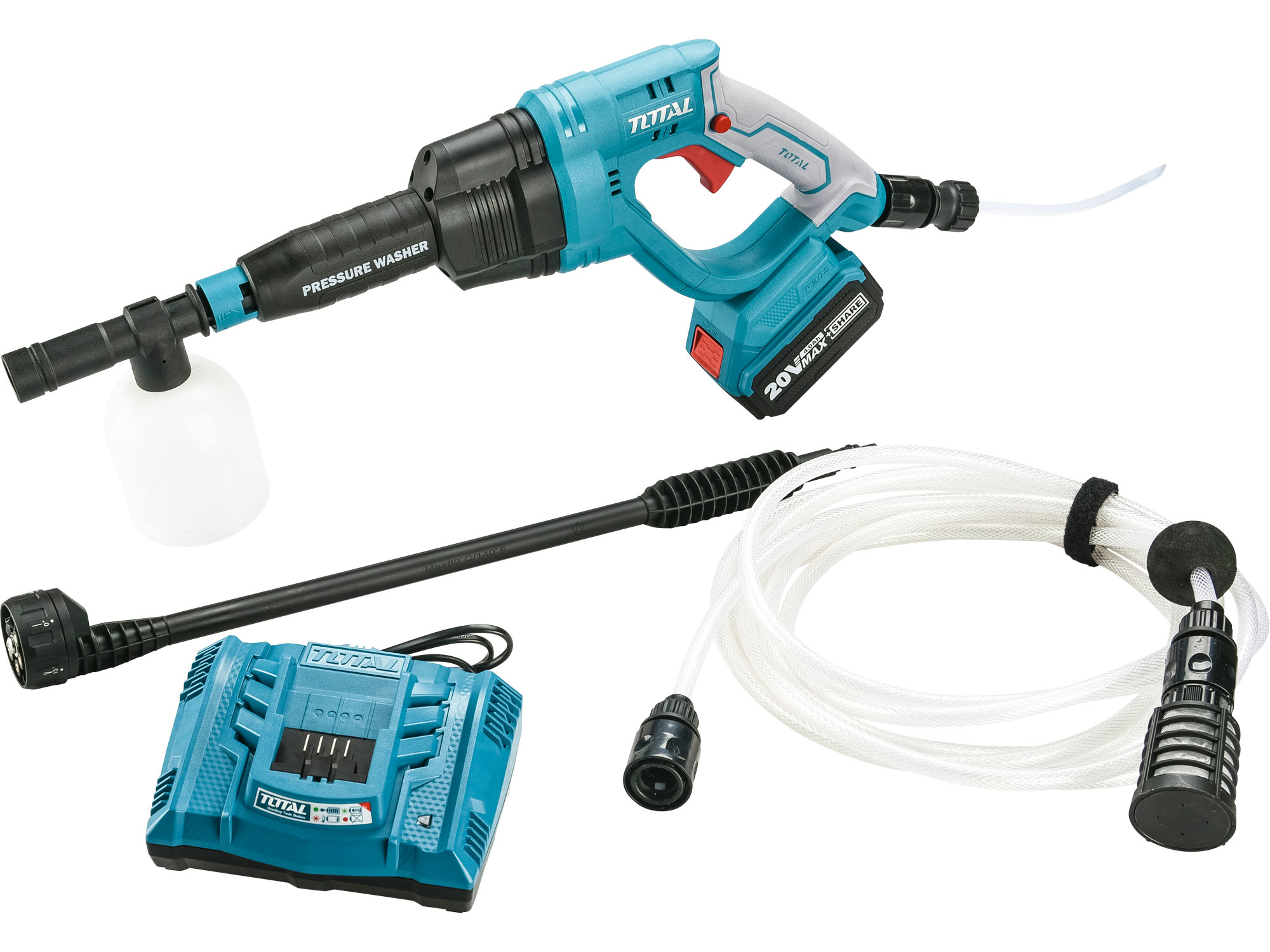 Tlaková myčka AKU 20V Li-ion, nabíječka a baterie (1x 4000mAh)