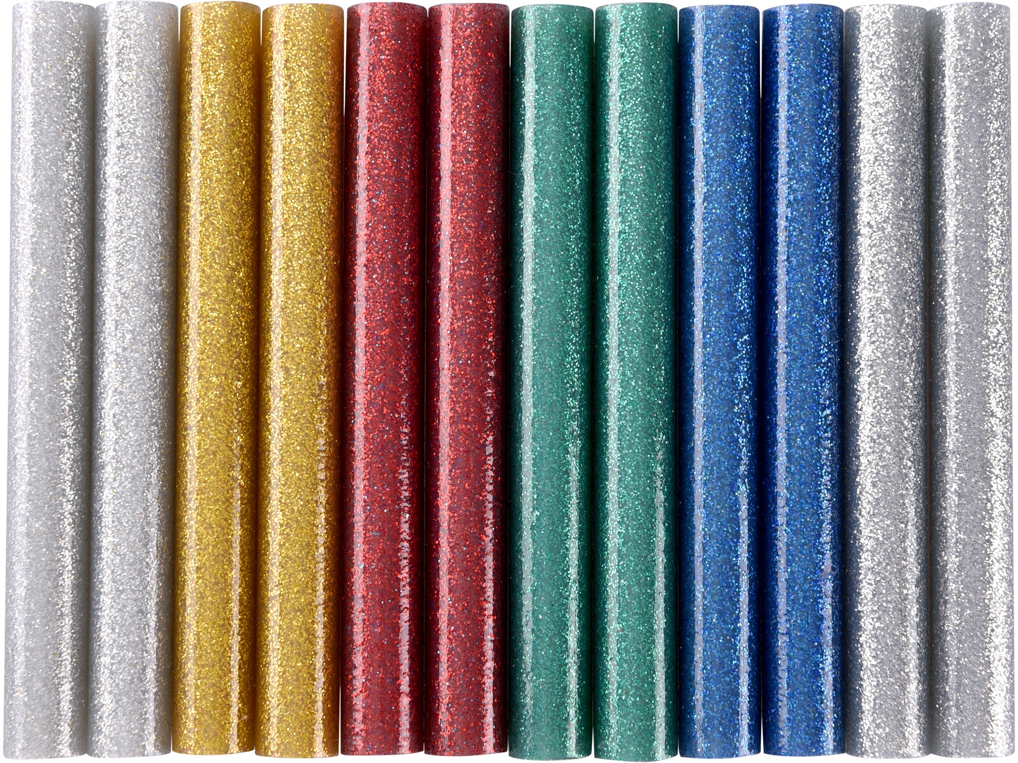 tyčinky tavné, mix barev se třpytem (glitter), pr.11x100mm, 12ks - EXTOL CRAFT