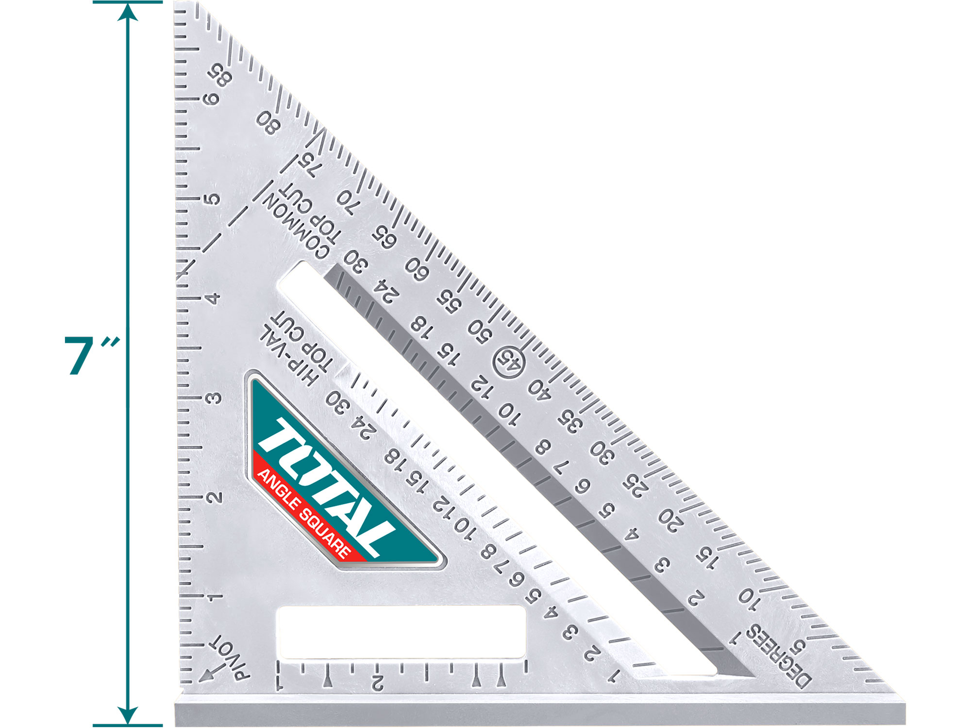 Úhloměr, měřítko v palcích, 180x180mm