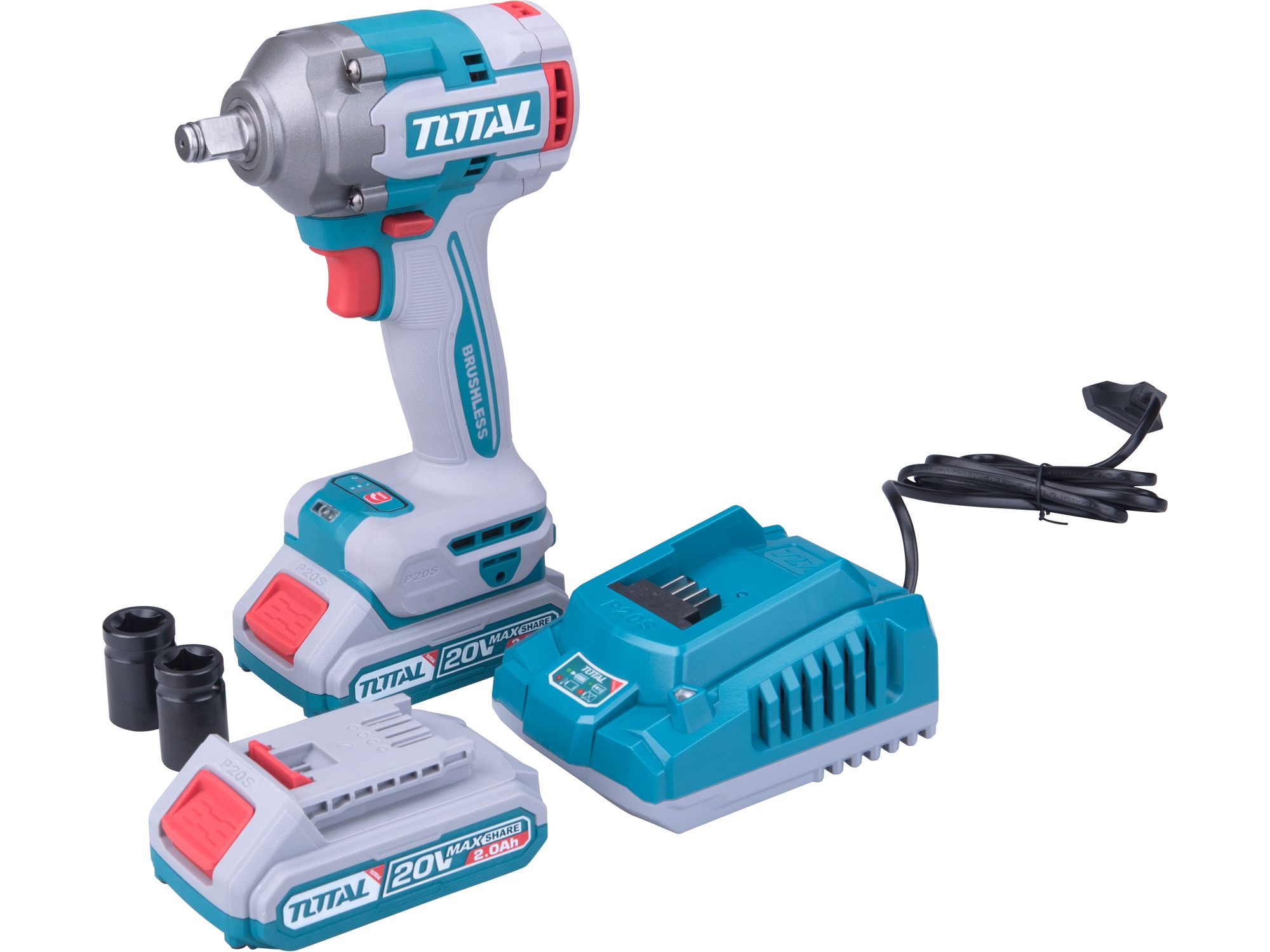 Utahovák rázový AKU 1/2', brushless, 400Nm, 20 V Li-ion  (2x), industrial - TOTAL