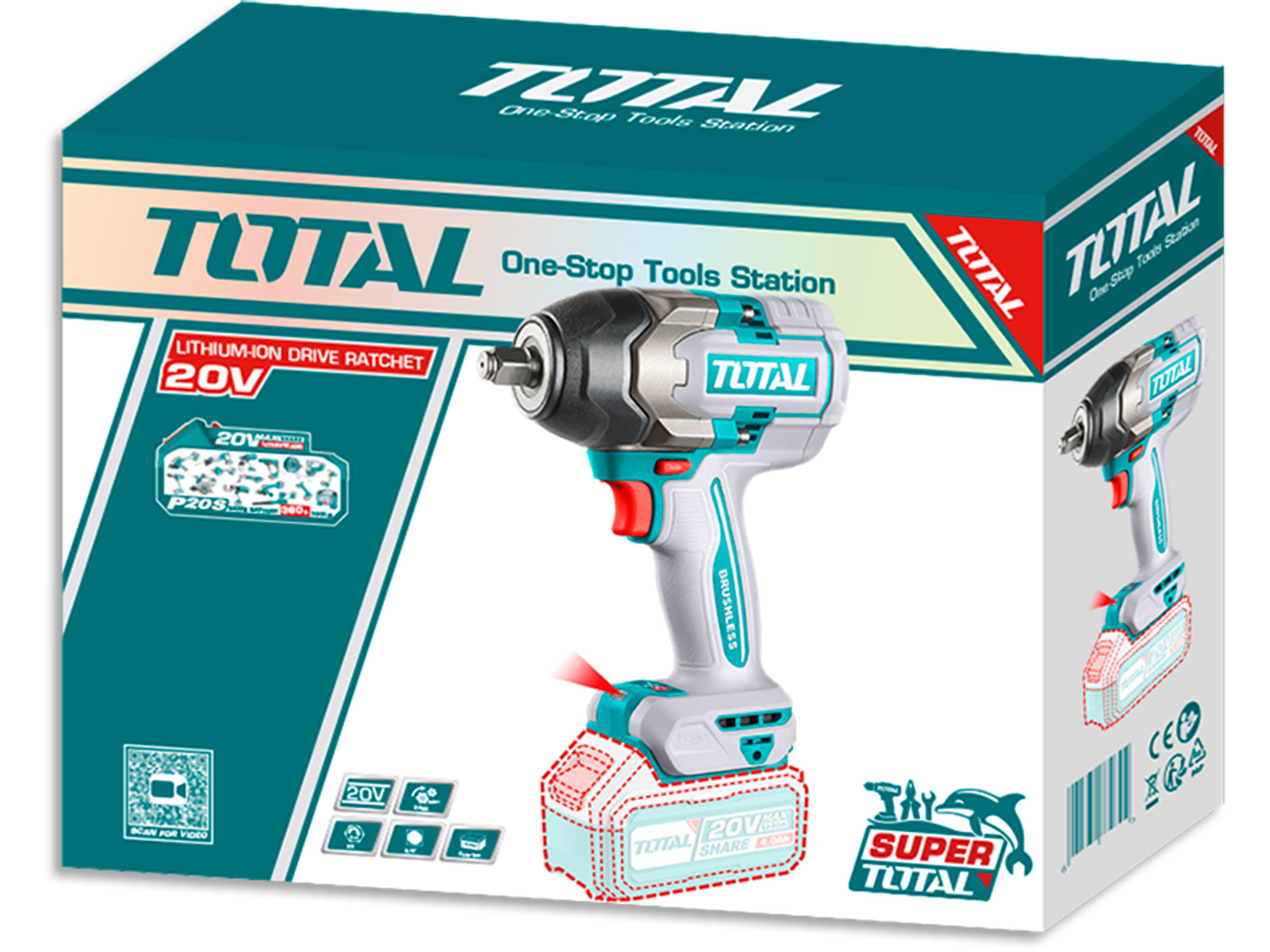 Utahovák rázový AKU 1/2", brushless, 850Nm, 20 V Li-ion, bez baterie a nabíječky, industrial