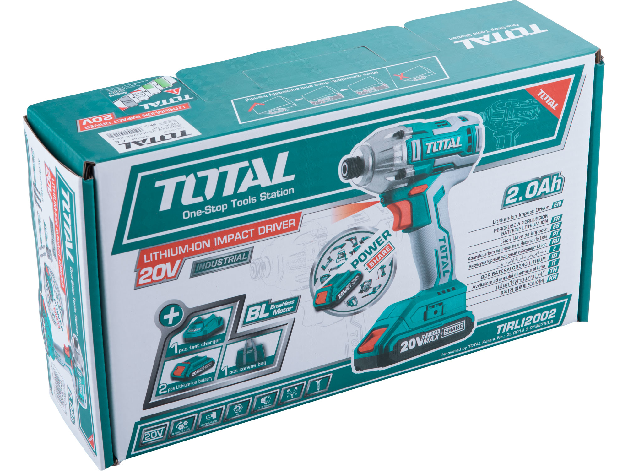 utahovák rázový AKU 1/4", brushless, 20V Li-ion (2x), 2000mAh, industrial