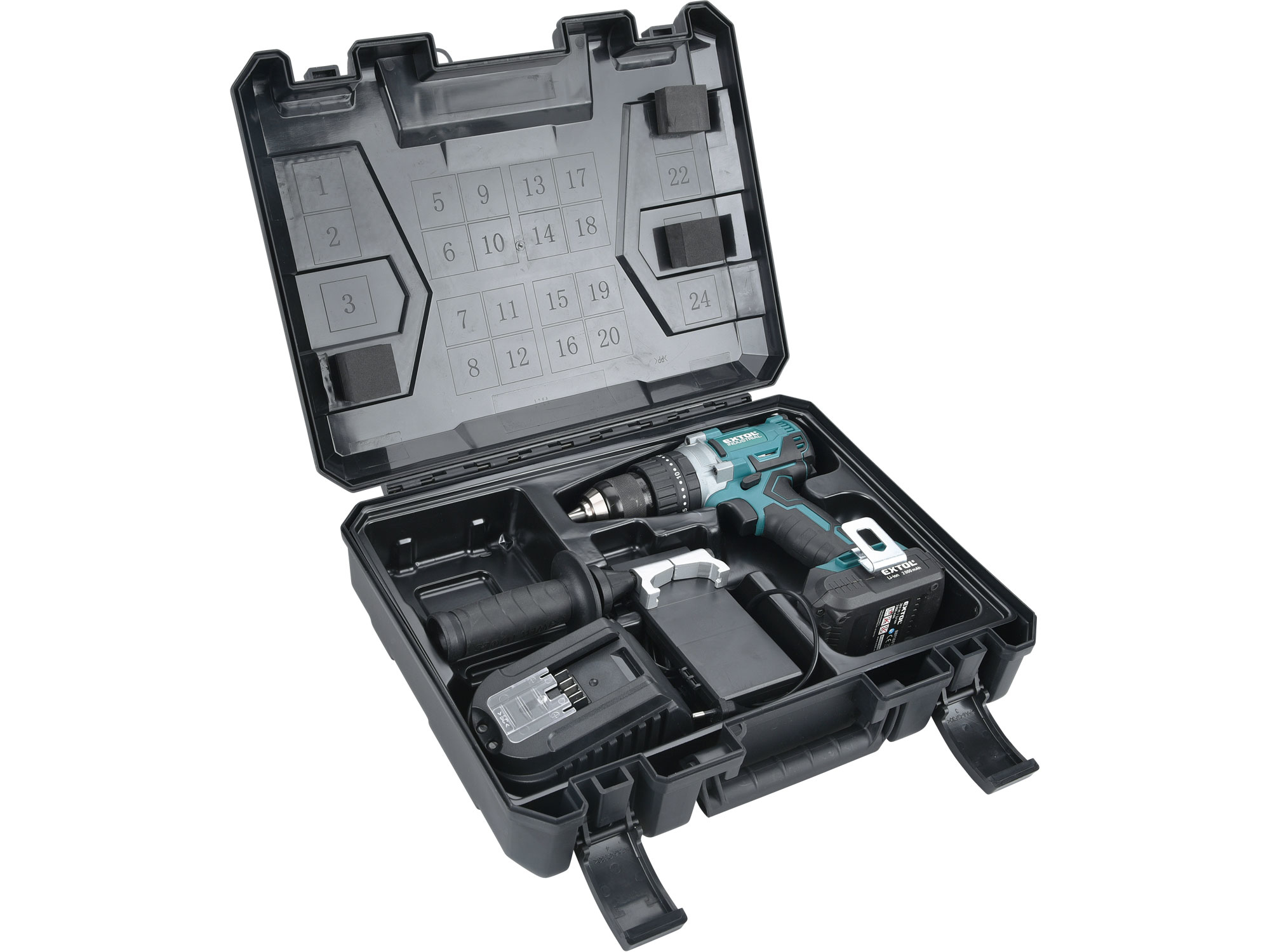 vrtací šroubovák aku s příklepem SHARE20V, BRUSHLESS, 20V Li-ion, 2Ah