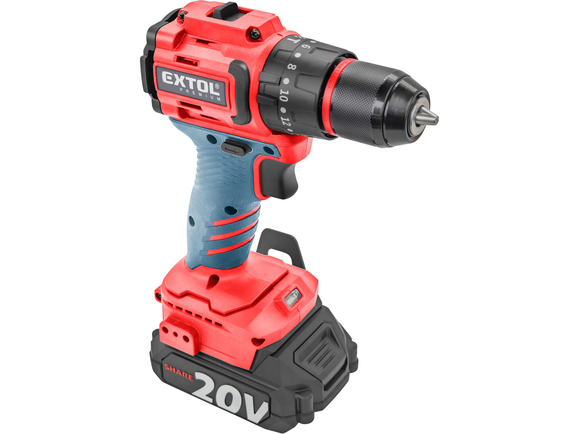 vrtací šroubovák aku s příklepem SHARE20V, BRUSHLESS, 2Ah (2×)