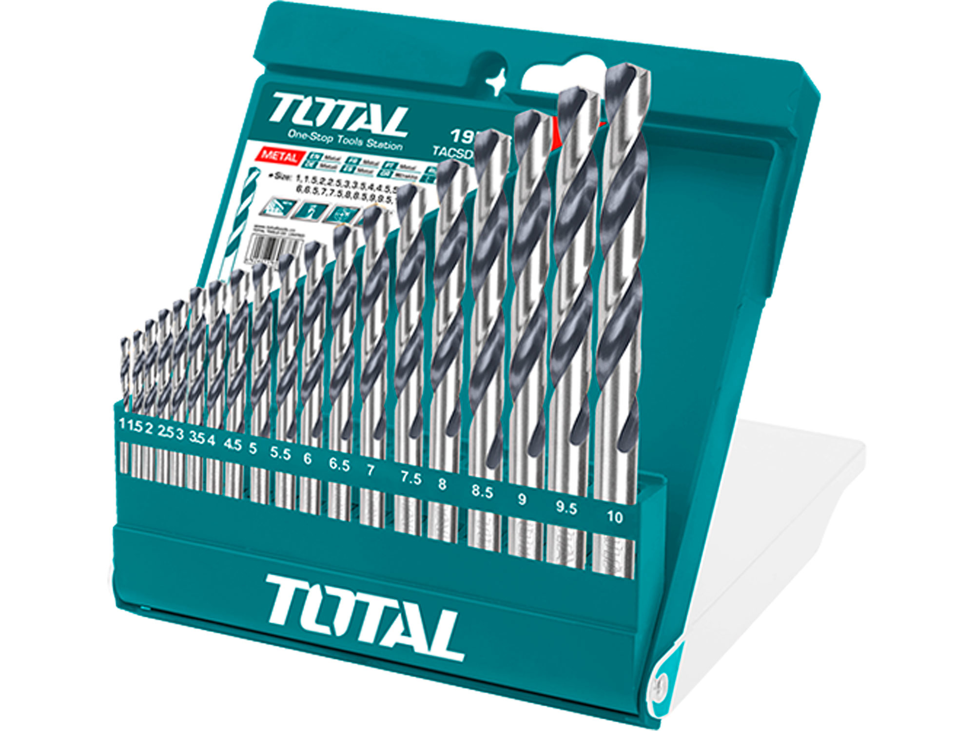 Vrtáky do kovu, sada 19ks, HSS