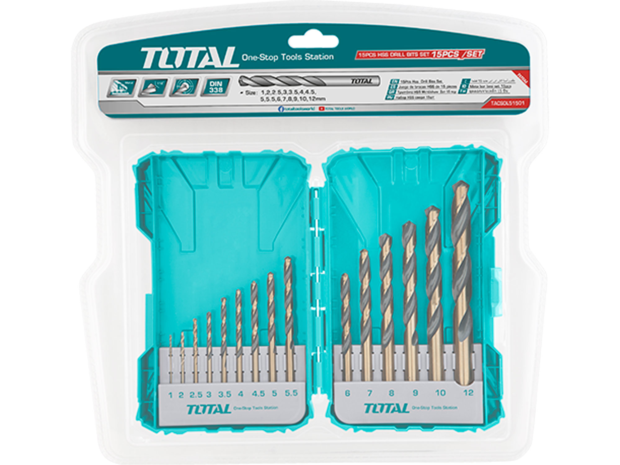 Vrtáky, sada 15ks, HSS