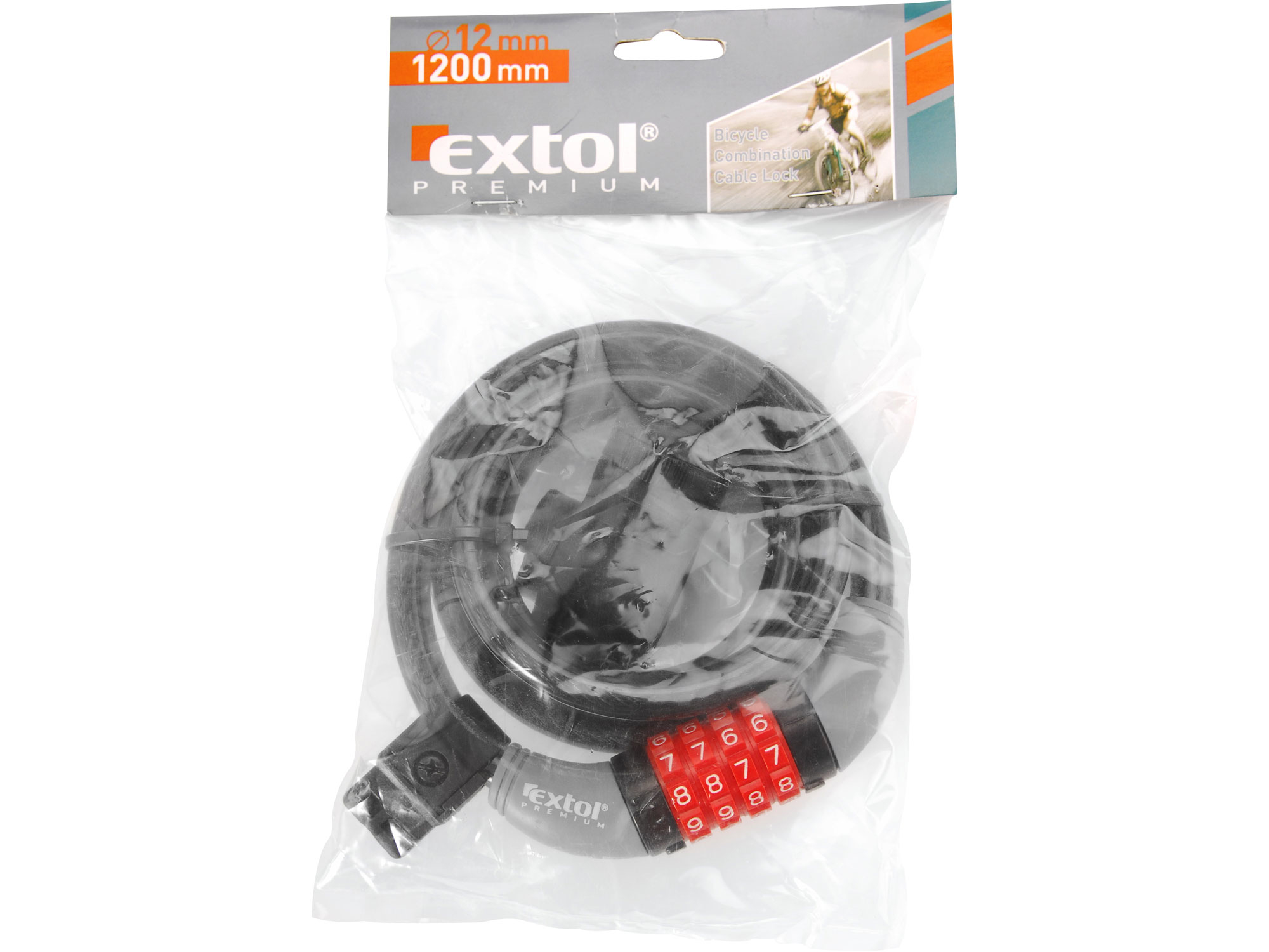 Zámek na kolo-lanko kódové zamykání 12x1200mm EXTOL PREMIUM 8857824