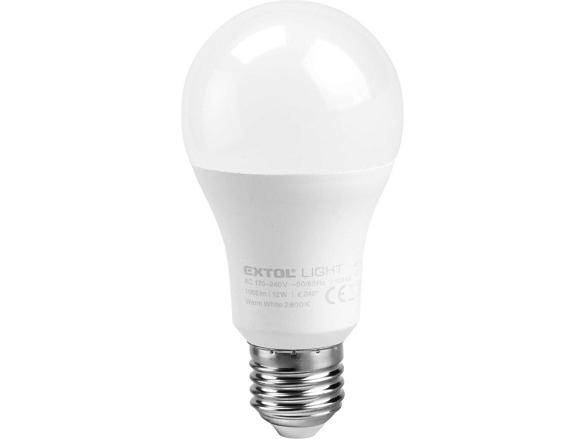 žárovka LED klasická, 12W, 1055lm, E27, teplá bílá, EXTOL LIGHT 43004