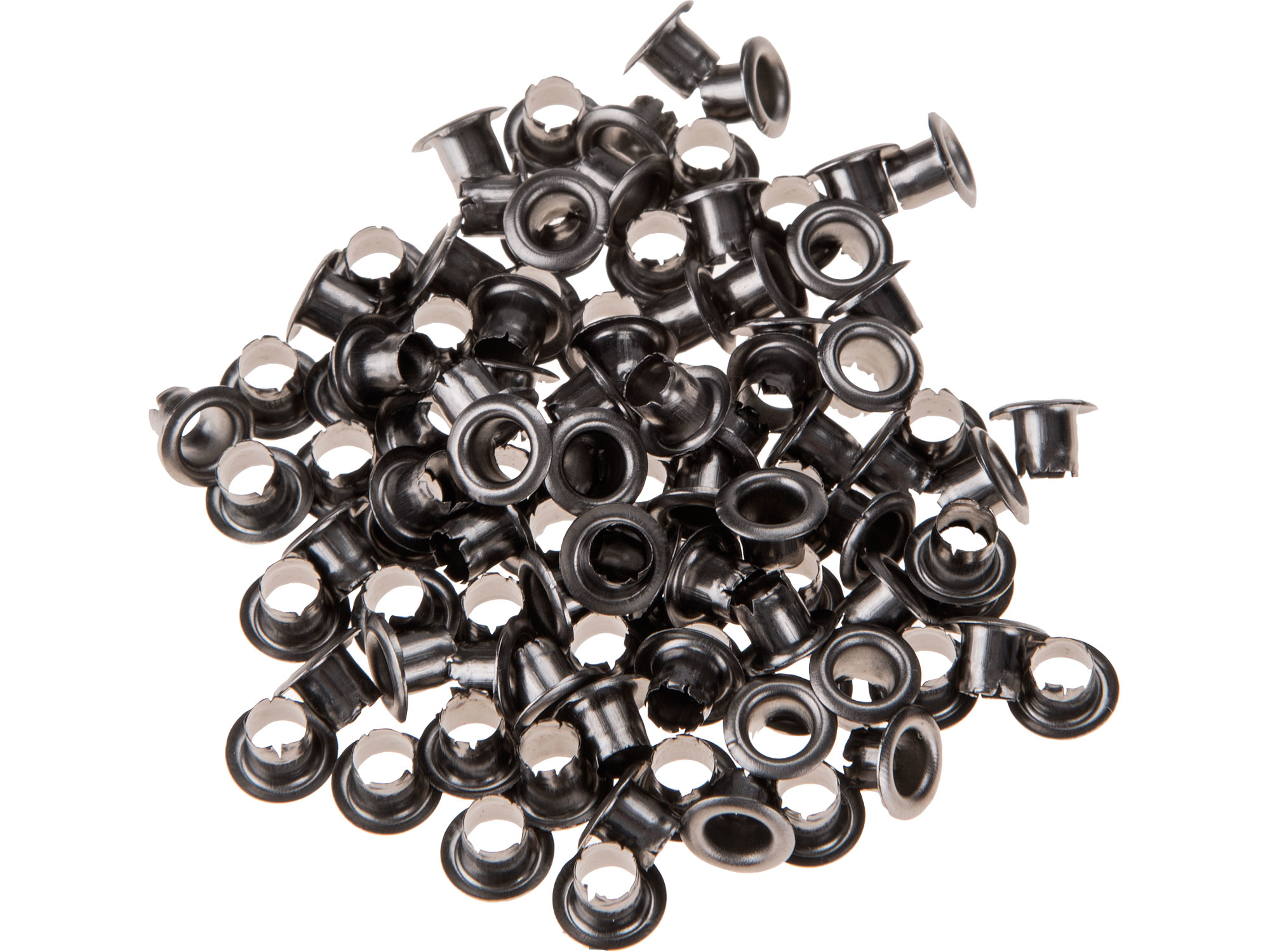 ZRUŠENO! Nahrazeno výrobkem 10262 očka-druky, sada 100ks, barva šedý nikl