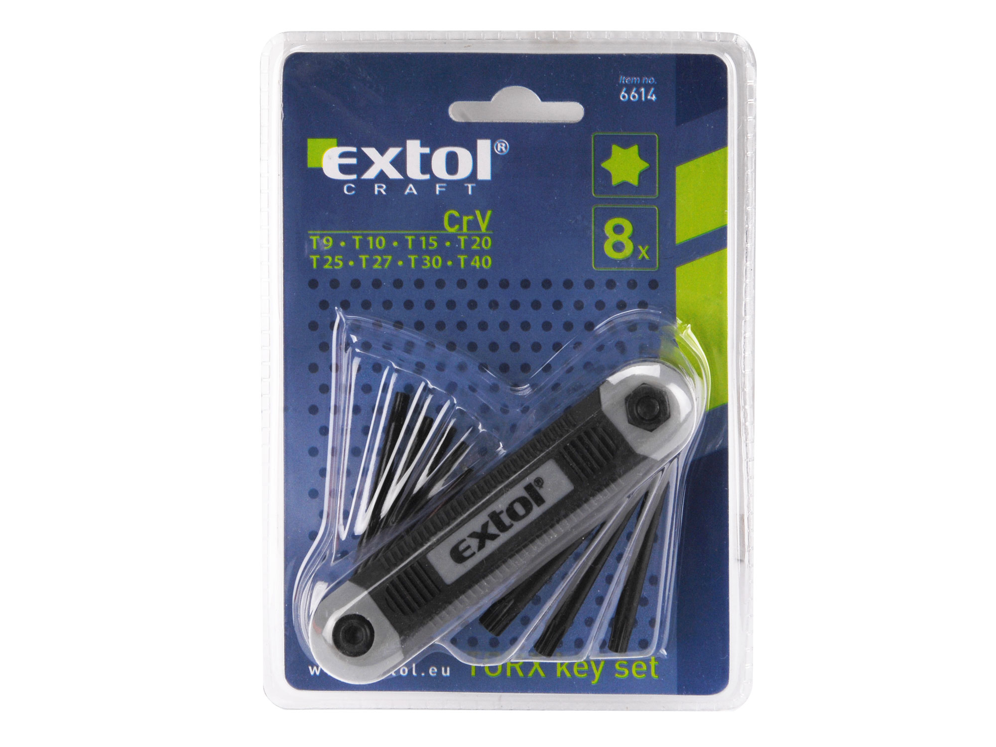 ZRUŠENO! Nahrazeno výrobkem 66016, klíče TORX, sada 8ks, C.V., T 9-10-15-20-25-27-30-40, CrV