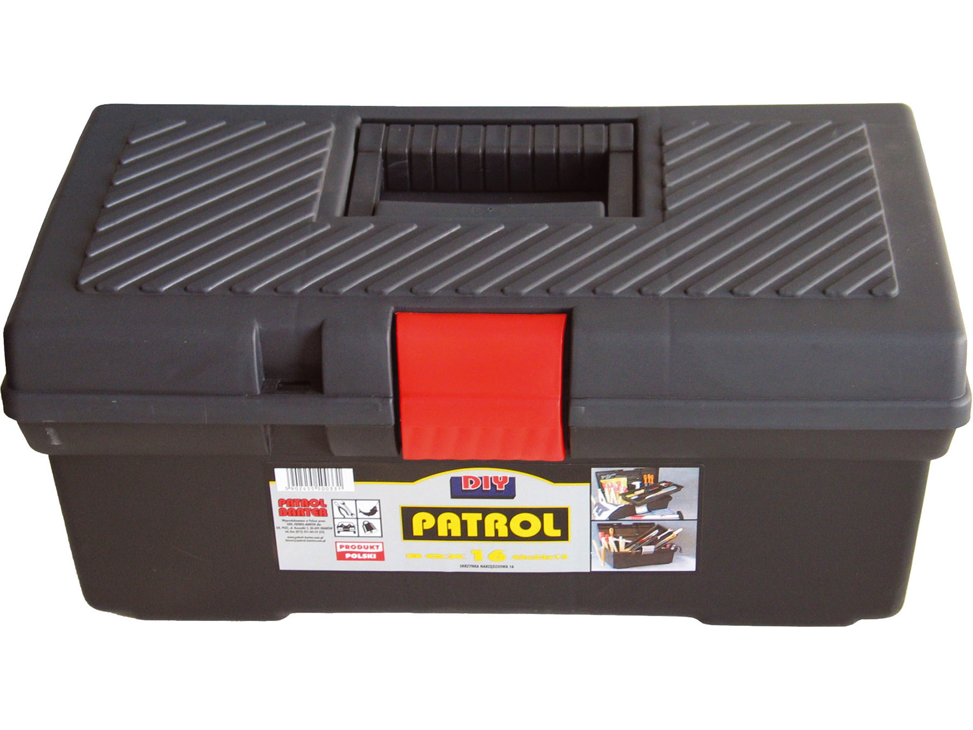 ZRUŠENO! Nahrazeno výrobkem 78813, kufr na nářadí 19,5 ERGO, 480x260x225mm, plastový, 42x23x19cm