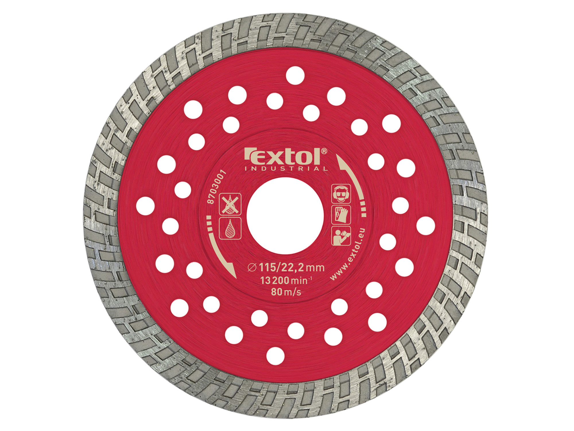 ZRUŠENO! Nahrazeno výrobkem 8703055, kotouč diamantový řezný turbo Fast Cut, 230x22.2mm, suché i mokré řezání, max. hloubka řezu 55mm, šířka segm. 2,6mm, 230x22.2mm