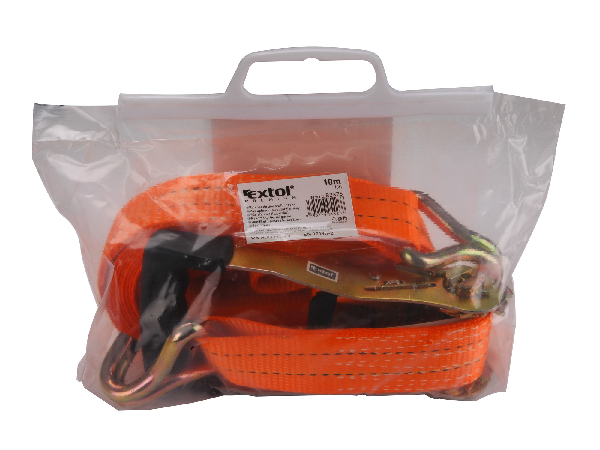 ZRUŠENO! Nahrazeno výrobkem 8861155, pás upínací ráčnový s háky, 10m x 50mm, max. 1200kg, PES