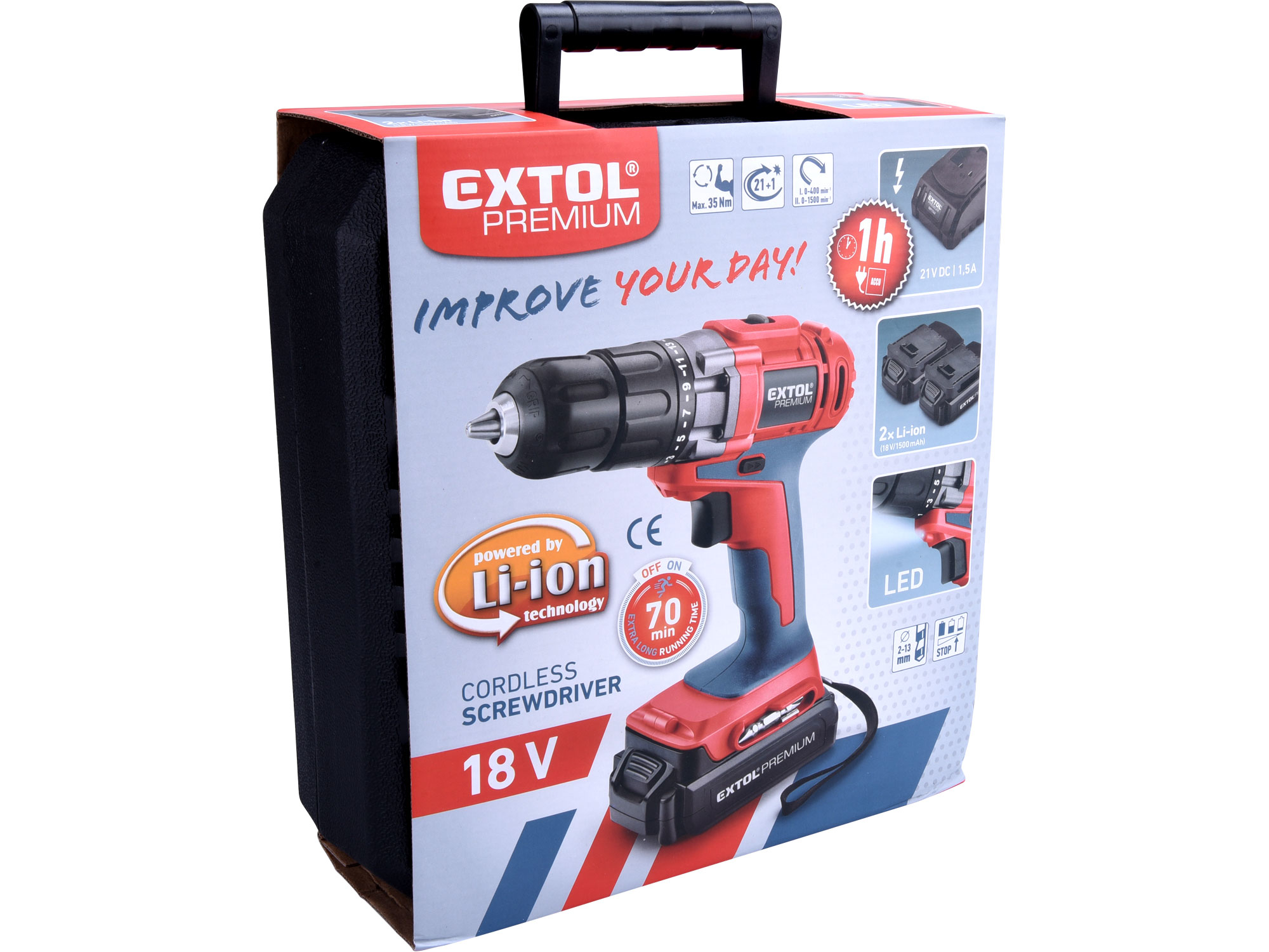 ZRUŠENO! Nahrazeno výrobkem 8891802, vrtací šroubovák aku, 18V Li-ion (2x), 1500mAh