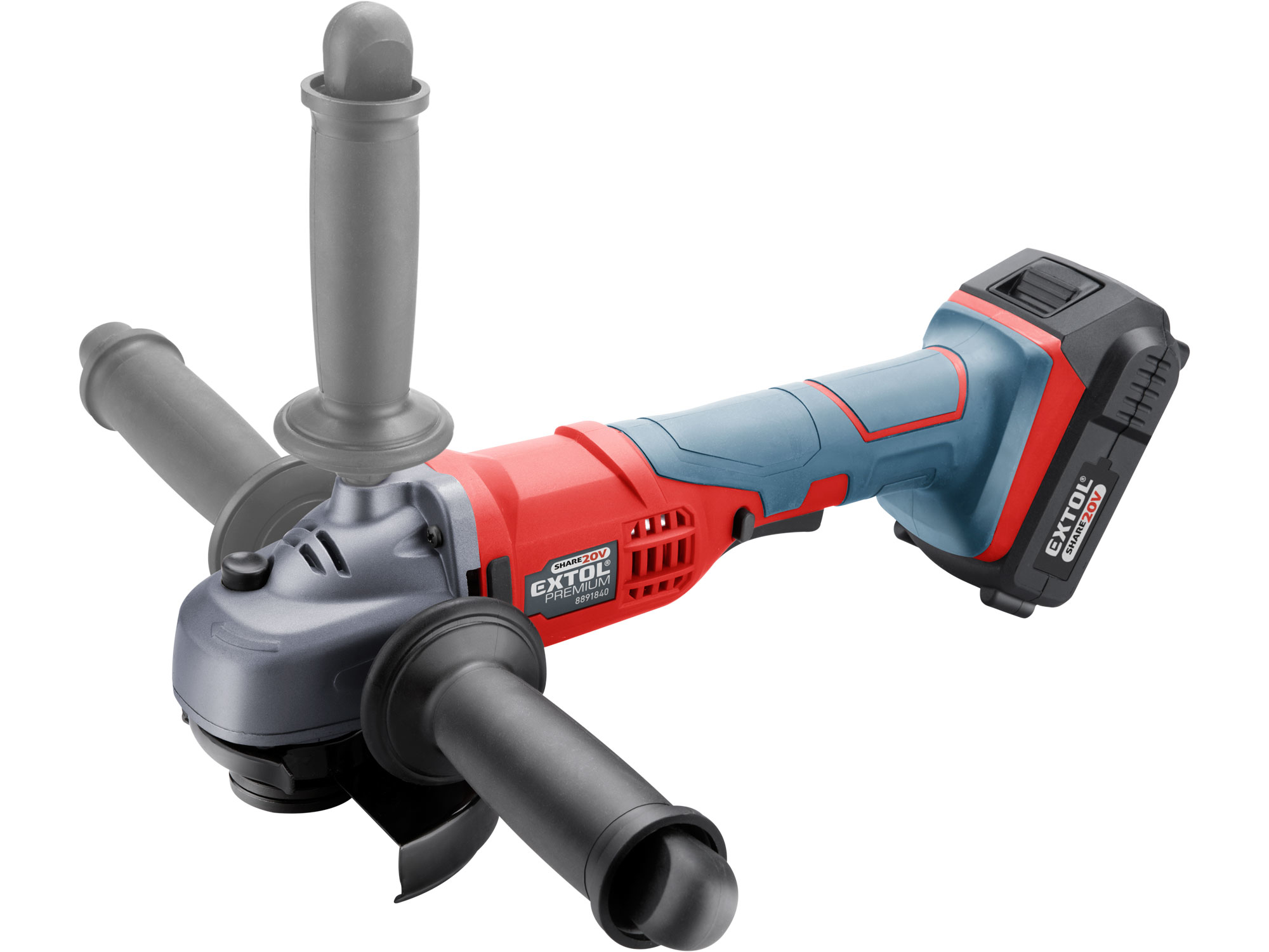 ZRUŠENO! Nahrazeno výrobkem 8891838, bruska úhlová aku SHARE20V, 115mm, 20V Li-ion, 2Ah