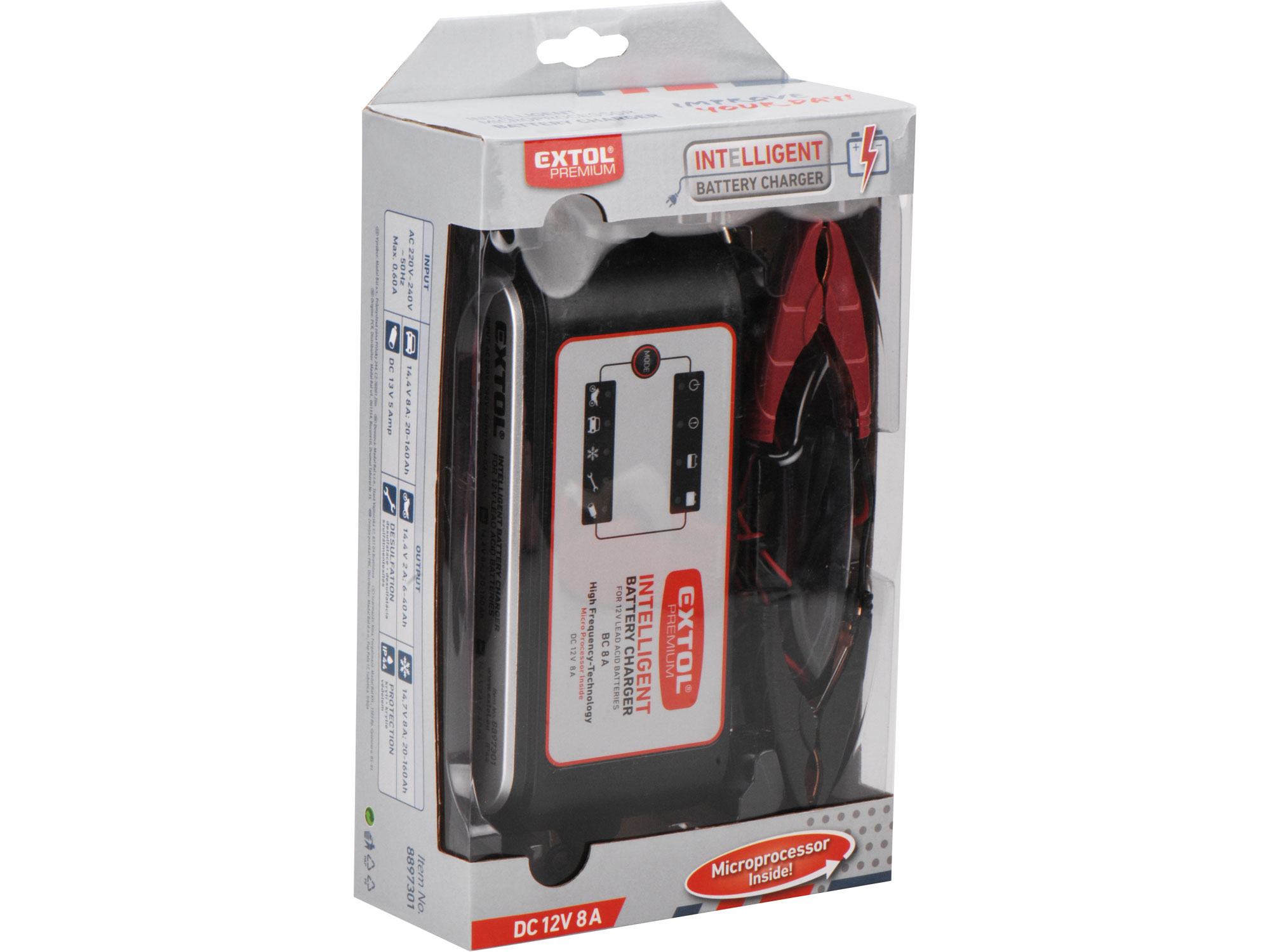 ZRUŠENO! Nahrazeno výrobkem 8897303 autonabíječka 9stupňová, řízená mikroprocesorem, 12V, 8A